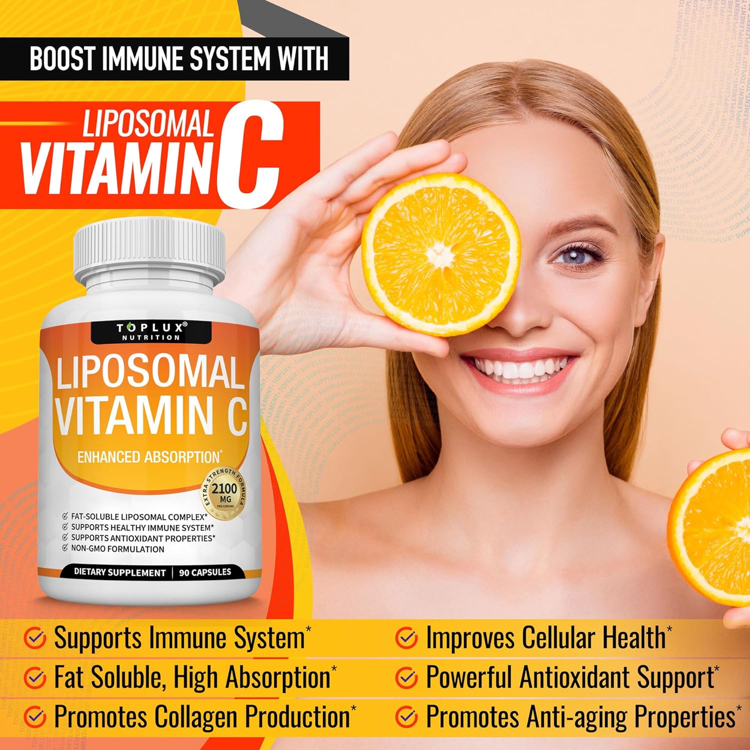 Liposomal Vitamin C 2100mg – High Absorption Fat Soluble Vitamin C with MCT Oil and Sunflower Lecithin, Vegan and Non-GMO - görsel 3
