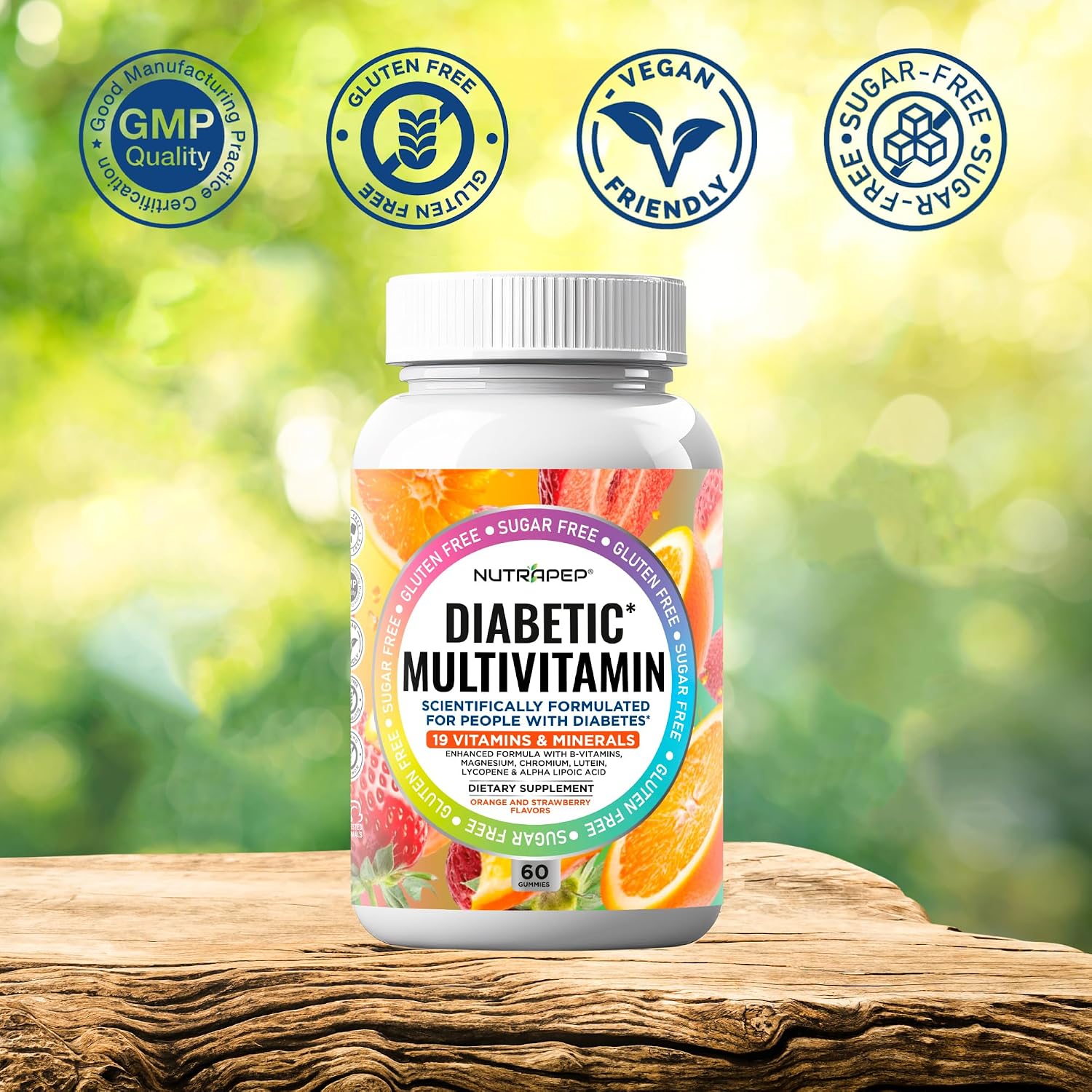 NutraPep Premium Diabetic Multivitamin Chewable Gummies for Women & Men – Sugar-Free & Gluten-Free - görsel 4