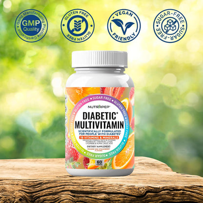 NutraPep Premium Diabetic Multivitamin Chewable Gummies for Women & Men – Sugar-Free & Gluten-Free