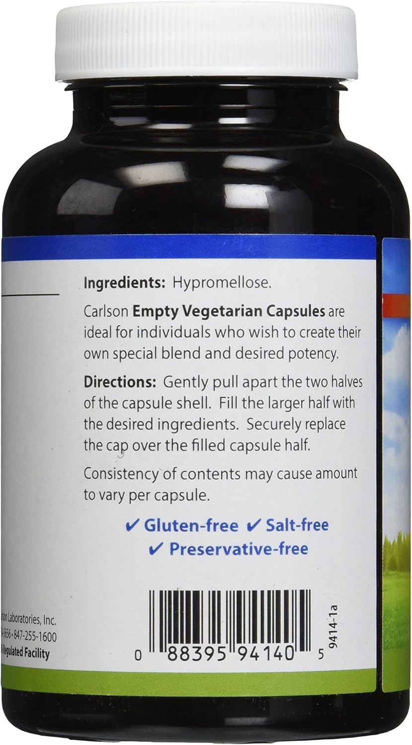 Carlson Labs Empty Veg Capsules - Medium/Small, 200 Count - görsel 2