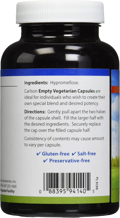 Carlson Labs Empty Veg Capsules - Medium/Small, 200 Count