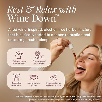Apothékary Wine Down, Relaxation & Sleep Support Liquid Herbal Drops, Alcohol-Free, Clinically Tested, Certified Gluten-free, Certified Vegan & Cruelty-Free, Third-party Tested, 118 ml, 100 Servings