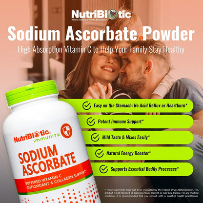 NutriBiotic Sodium Ascorbate Buffered Vitamin C Powder, 16 oz