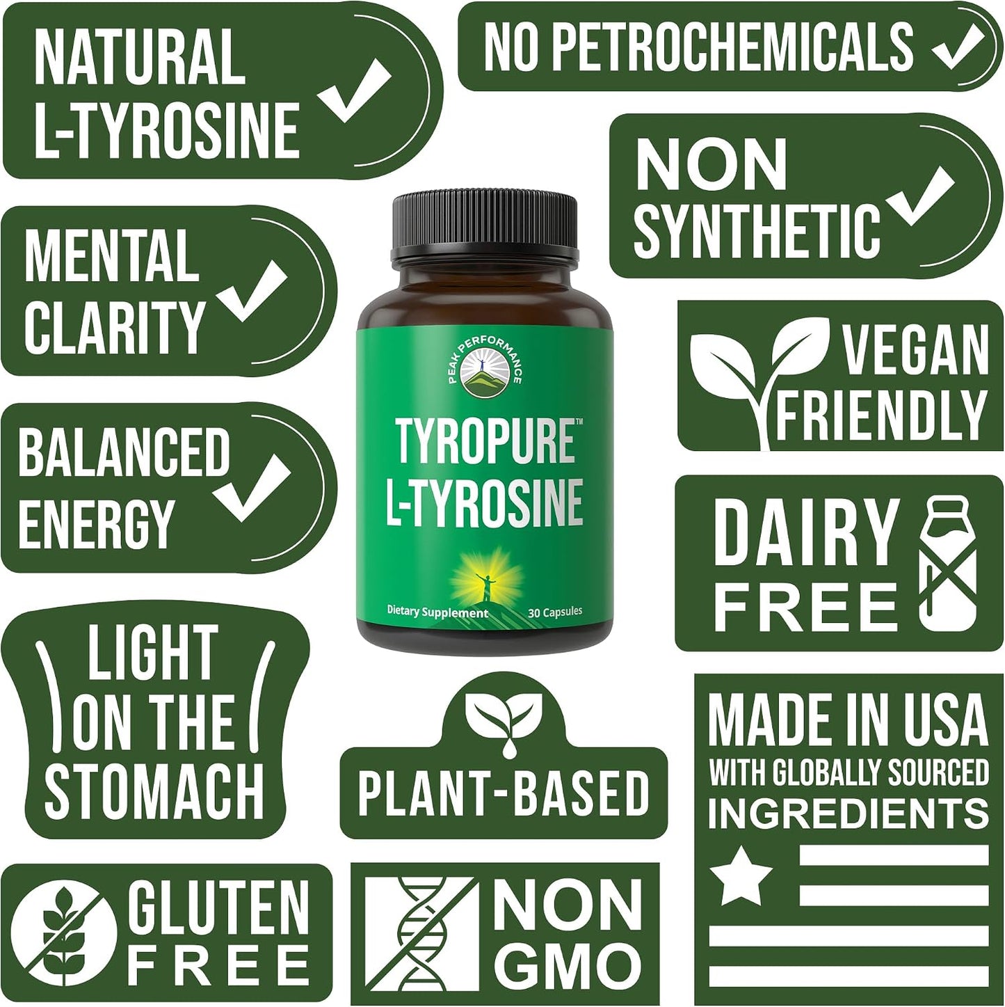 TyroPure L-Tyrosine 500mg Capsules - Naturally Fermented for Optimum Absorption - görsel 3