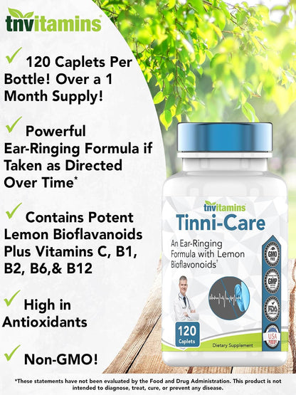 Tinni-Care Lemon Bioflavonoid Supplement with Vitamins C, B1, B2, B6, B12 - 120 Tablets