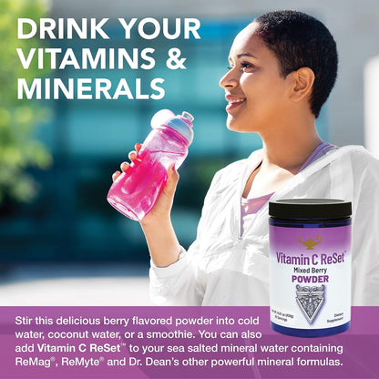 RnA ReSet ReMag & Vitamin C Reset Bundle – Liquid Magnesium Supplement (480ml) & Berry-Flavoured Vitamin C Powder (420g)