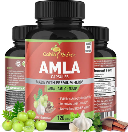Cona Nature Organic Amla Capsules 1650mg – Organic Certification: Cona Nature uses organically grown amla fruit, – Image 1