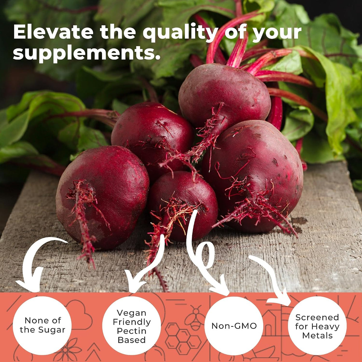 Eleva Nutrition Sugar-Free Beetroot Gummies with Vitamin C & B9 - 90 Chews - görsel 3