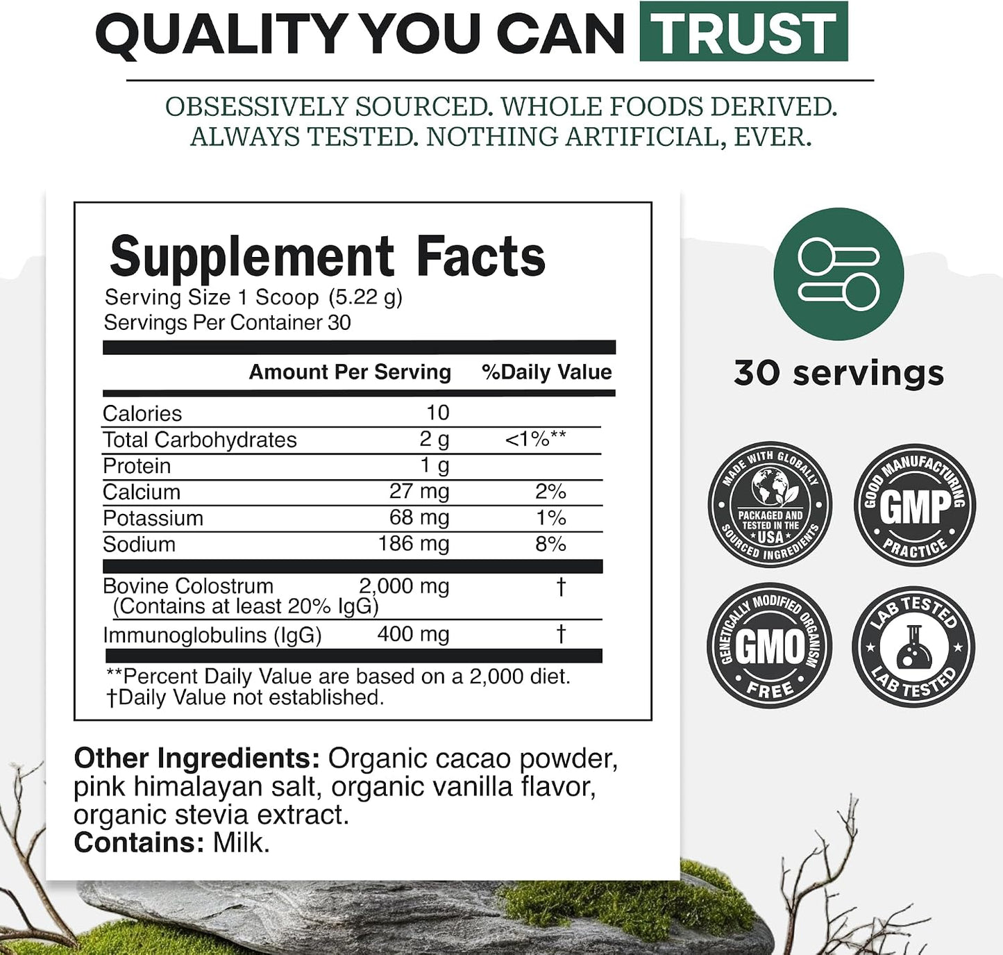 Colostrum Supplement – Grass-Fed Pure Bovine Colostrum Powder (Natural Cacao Flavour, 30 Servings) - görsel 5