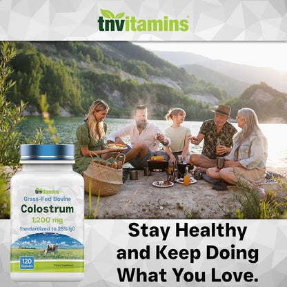 Colostrum Supplement 1,200 mg per serving, 120 Capsules | Standardised to 25% IgG | Grass-Fed Bovine Colostrum Powder Capsules | Immune Support | Non-GMO, Made in the USA!