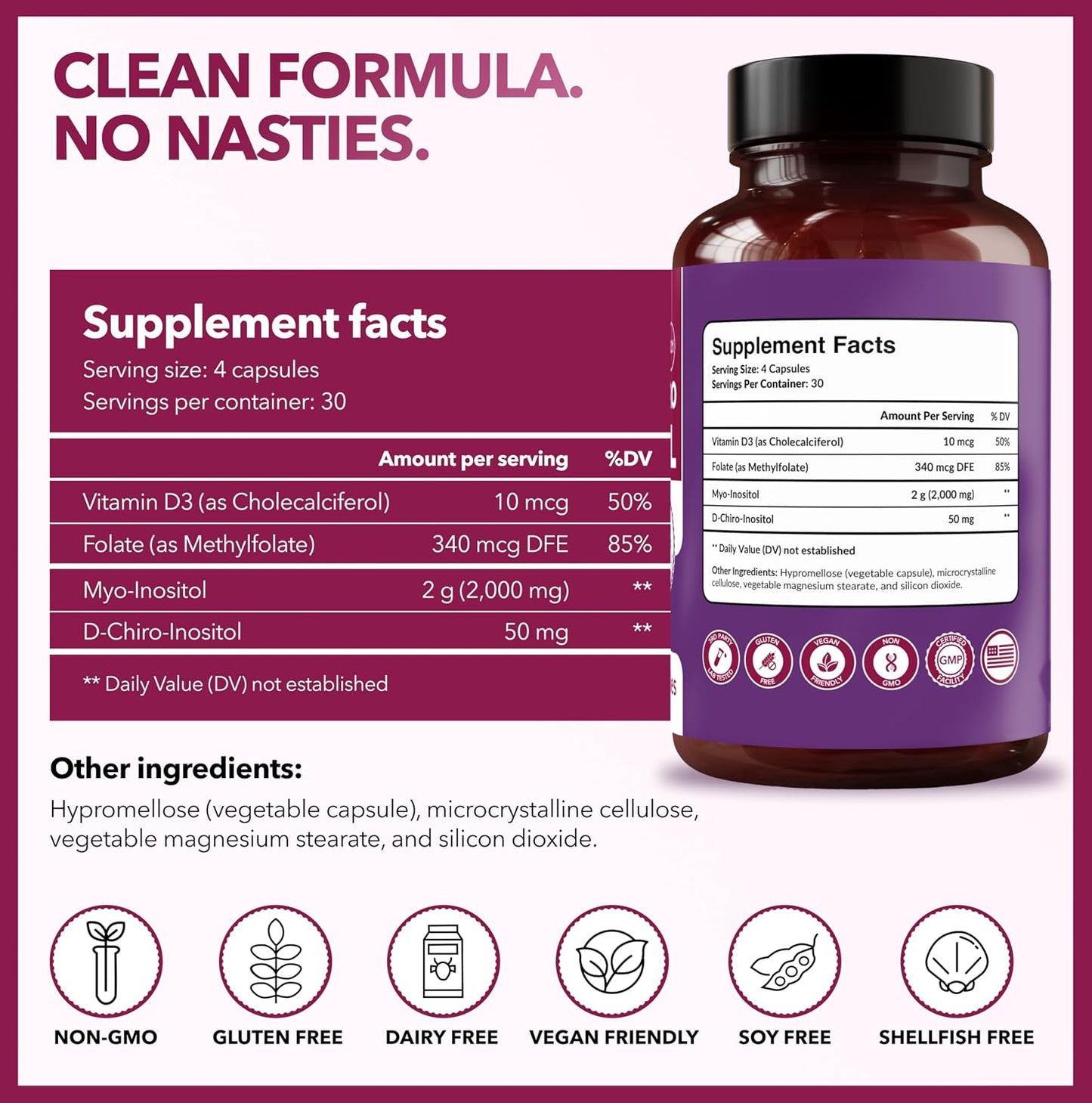 Intimate Rose Myo-Inositol & D-Chiro Inositol Supplement with Folate and Vitamin D - 40:1 Ratio Capsules - görsel 8