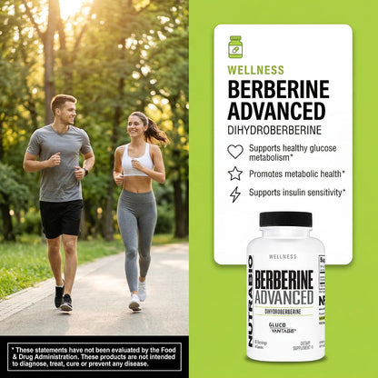 NutraBio Berberine Advanced - Dihydroberberine 200 mg | Carbohydrate Tolerance Support, 60 Capsules