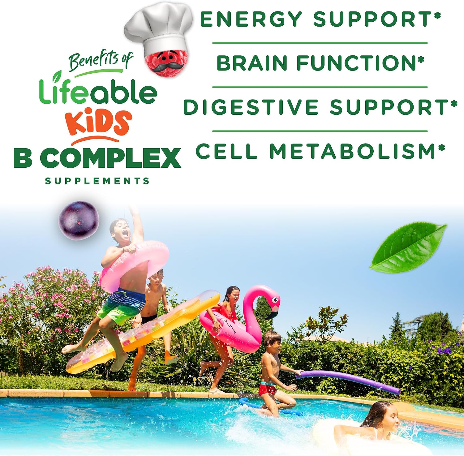 Lifeable Vitamin B Complex for Kids with Vitamin C – Vegan B Complex Gummies – Energy and Nerve Support – 90 Gummies - görsel 3