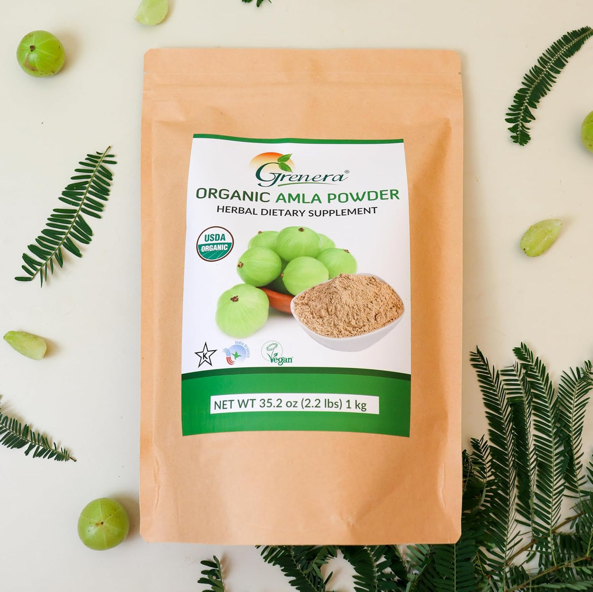 Grenera Organic Amla Powder | Organic Indian Gooseberry | Non-GMO, Vegan, Kosher & Gluten-free | 1 kg - görsel 5
