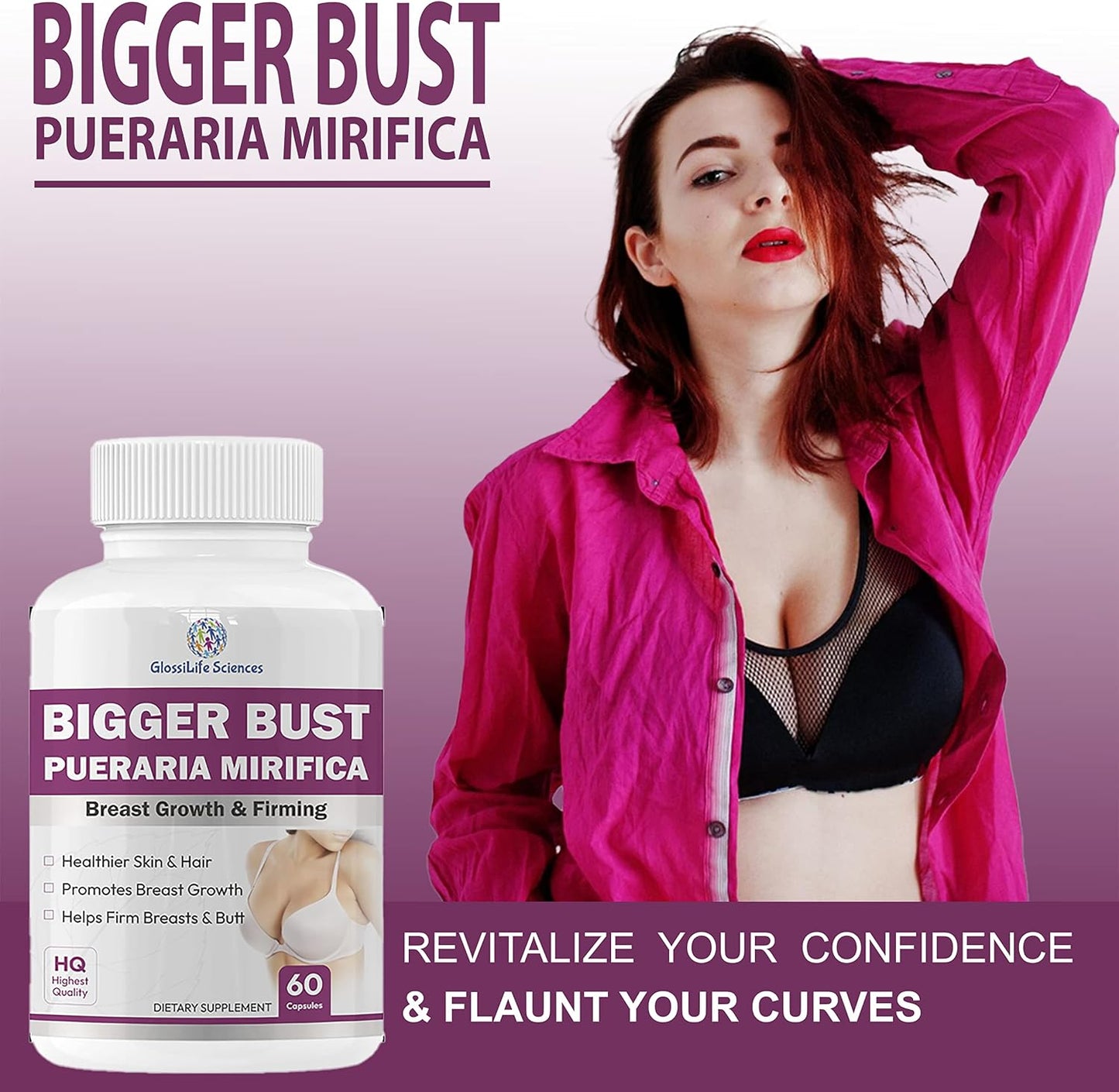 GlossiLife Sciences Breast Support Pueraria Mirifica 500mg (equiv 7500mg) 120 Capsules - görsel 3
