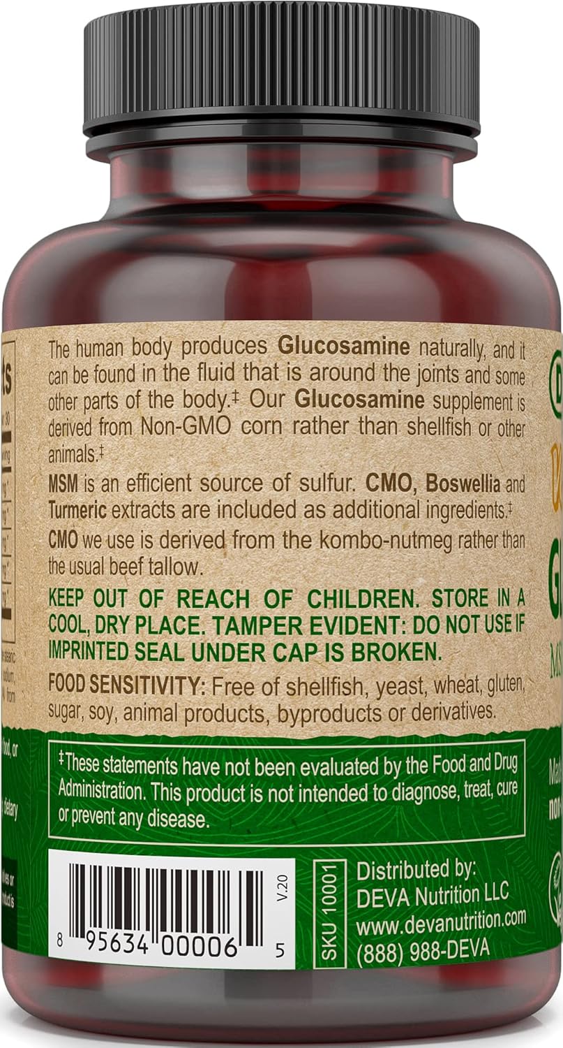 Deva Vegan Glucosamine-MSM-CMO & Turmeric Supplement - 90 Tablets - görsel 3