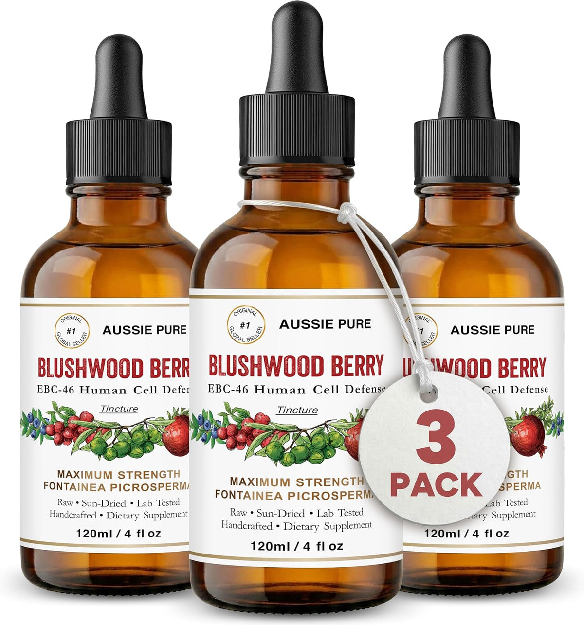 Blushwood Berry EBC-46 Maximum Strength Immune and Cell Support Tincture – Three 120ml Bottles - görsel 1