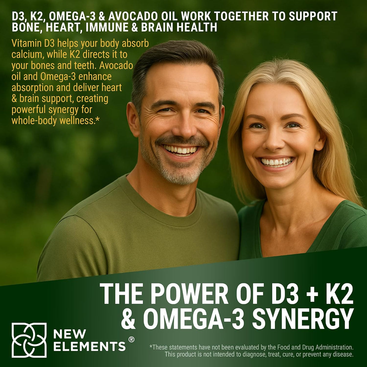 New Elements Liquid Vitamin D3 + K2 Drops, 10,000 IU with Omega-3 – Avocado Oil Base, Non-GMO – 60 ml - görsel 4