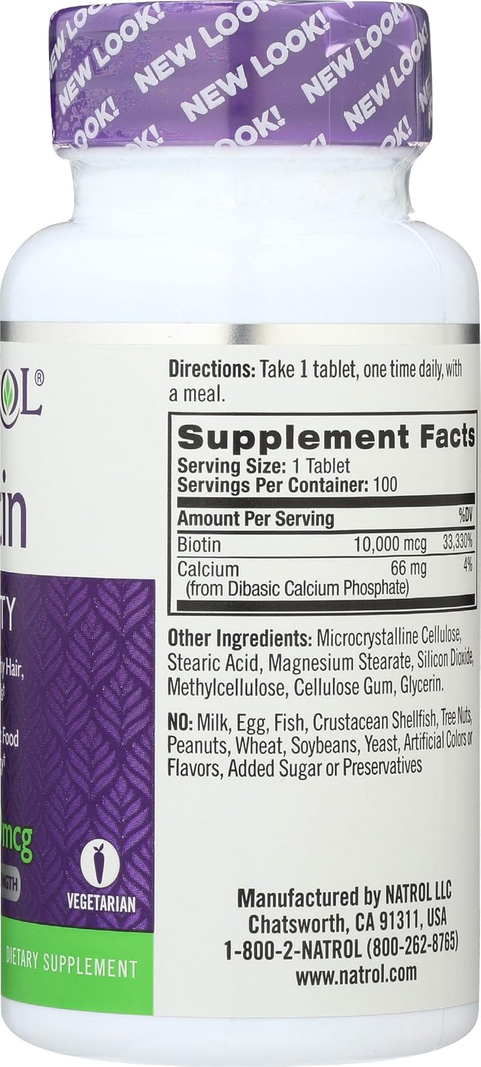 Natrol Biotin 10,000 mcg 100 Tablets - görsel 5