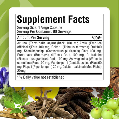Cardio-B Ayurvedic Herbal Supplement - 90 Veg Capsules (800 mg Each)
