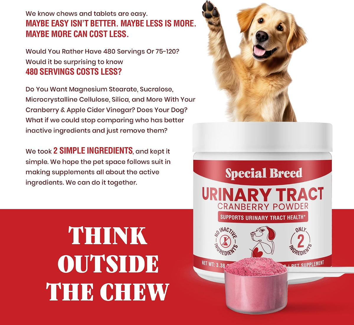UTI & Urinary Tract Treatment for Dogs – Cranberry Powder for Bladder and Kidney Health – Helps Frequent Urination and Incontinence – Natural Dog UTI Support Supplement – Made in USA - görsel 4
