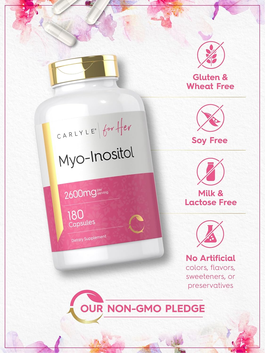 Carlyle Myo-Inositol Women's Supplement - 2600mg, 180 Capsules - görsel 5