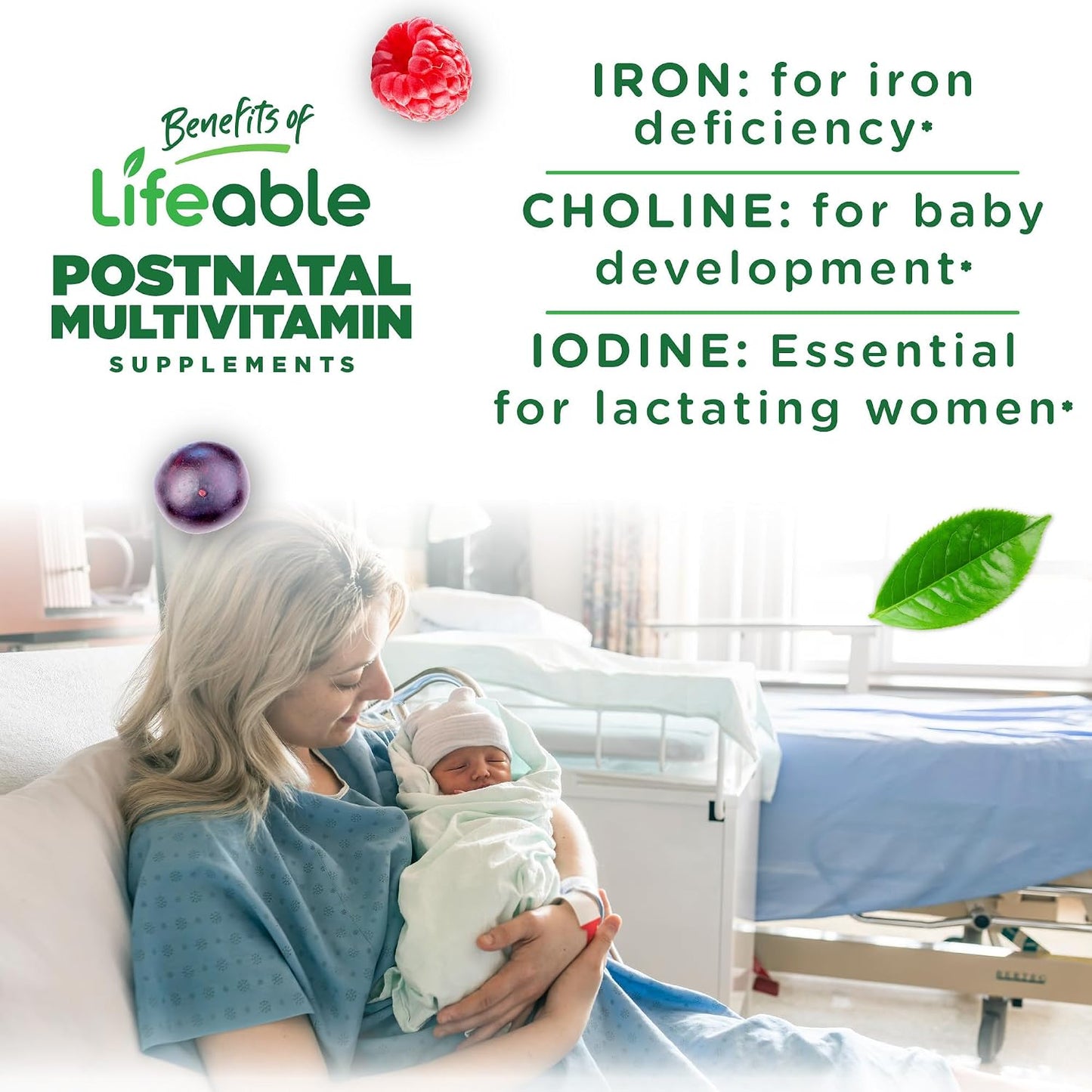 Lifeable Postnatal Multivitamin with Iron, Choline and Iodine - 90 Gummies - görsel 3
