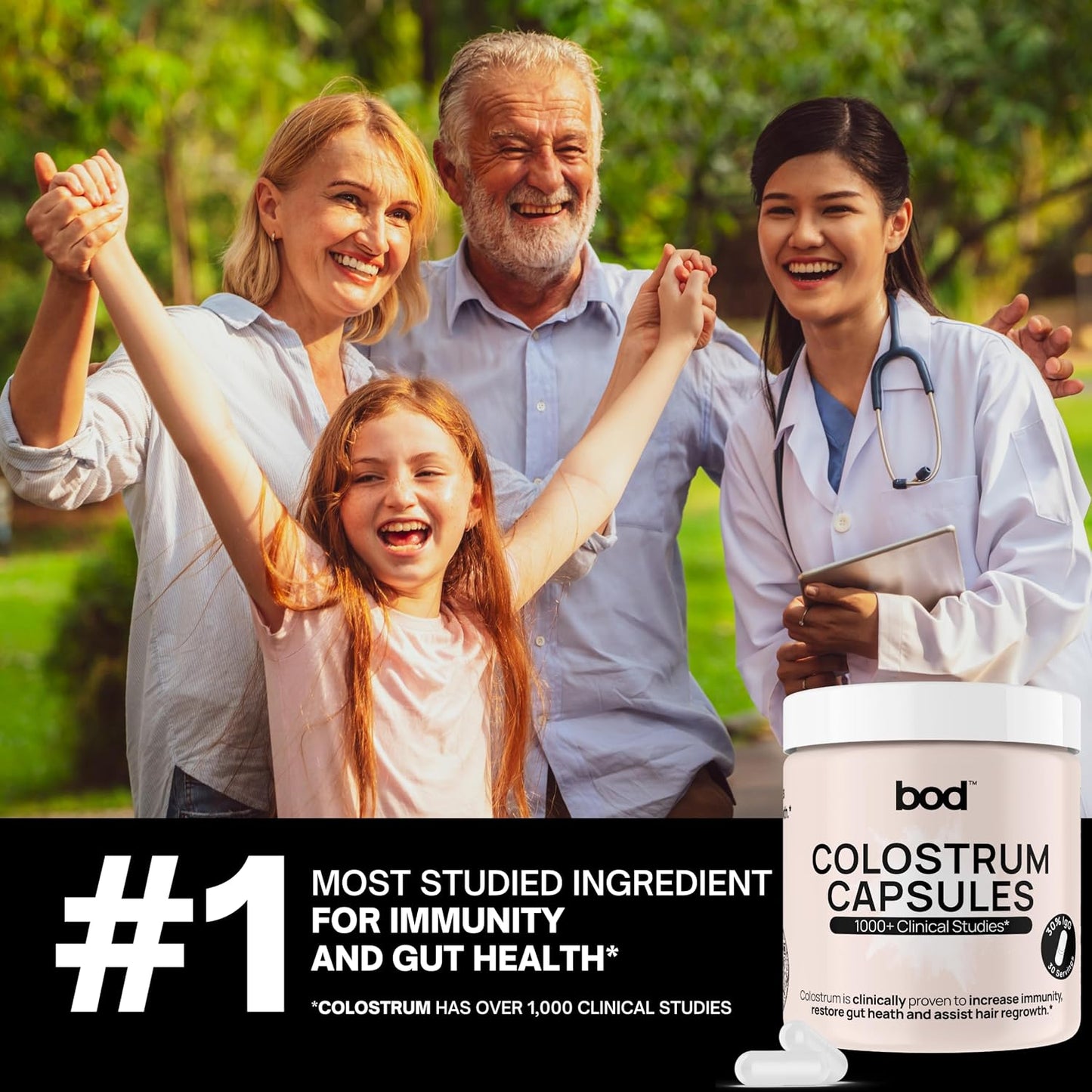 Bod Colostrum Capsules - Bovine Colostrum Supplement with 30% IgG, 30 Servings - görsel 2