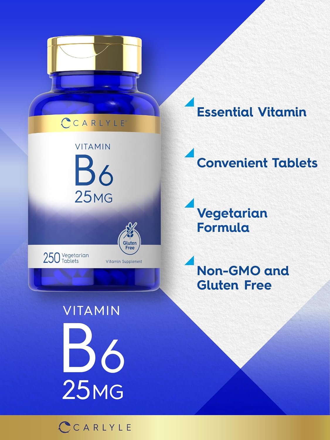 Carlyle Vitamin B6 25 mg | 250 Tablets | Pyridoxine Hydrochloride - görsel 3