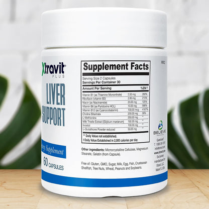 Xtravit Liver Support Supplement – Natural Detox Formula for Men & Women, 60 Capsules
