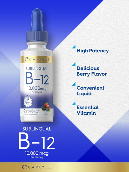 Carlyle Vitamin B12 Sublingual Liquid Drops - 10,000 mcg - 59 ml