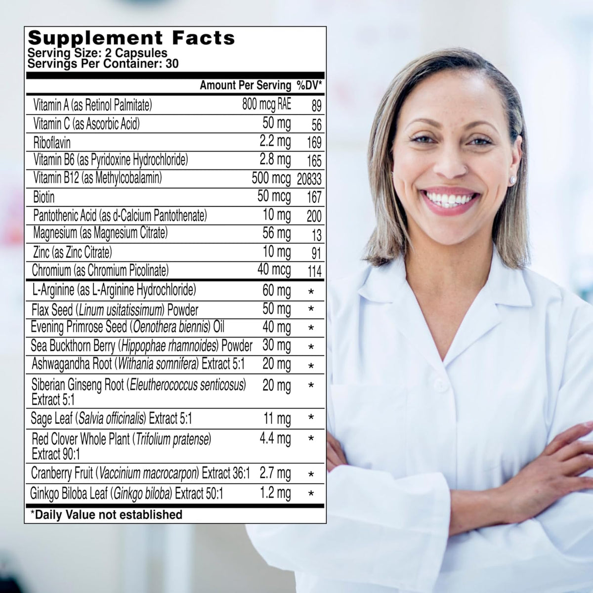 Health & Her Menopause Multi-Nutrient Support for Women – Vegan, Gluten-Free, Non-GM, 60 Capsules (1 Month Supply) - görsel 3