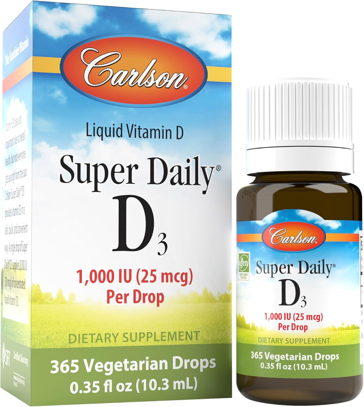 Carlson Super Daily D3 Vitamin D Drops - 1,000 IU per Drop, 365 Drops - görsel 1