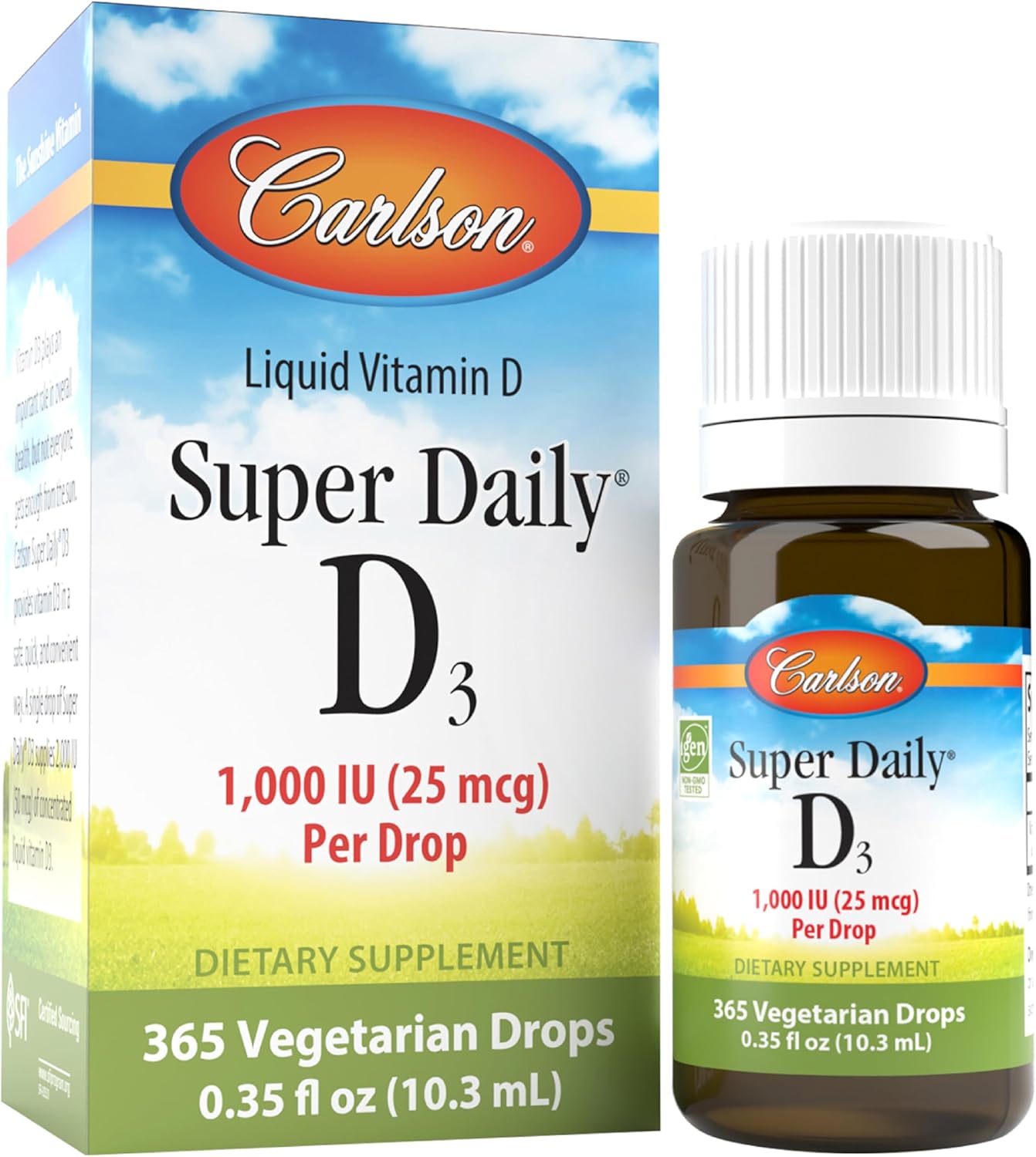 Carlson Super Daily D3 Vitamin D Drops - 1,000 IU per Drop, 365 Drops - görsel 1