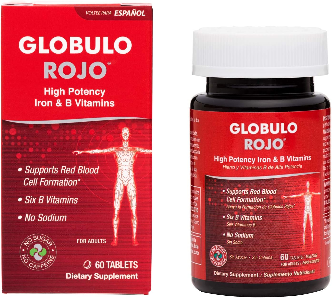 Globulo Rojo Iron Supplement - High Potency Iron & B Vitamins, 60 Tablets - görsel 1
