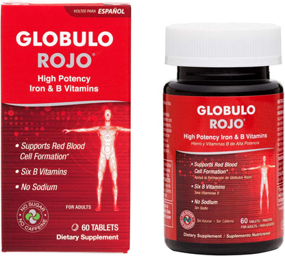 Globulo Rojo Iron Supplement - High Potency Iron & B Vitamins, 60 Tablets