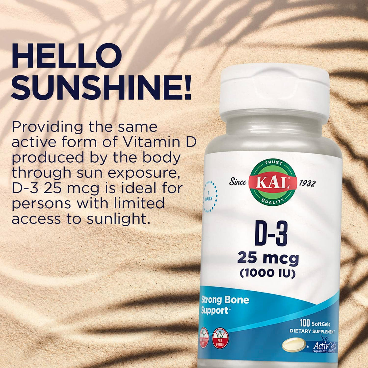 KAL Vitamin D3 1000 IU Softgels – Supports Bone Health & Immune Function - görsel 6