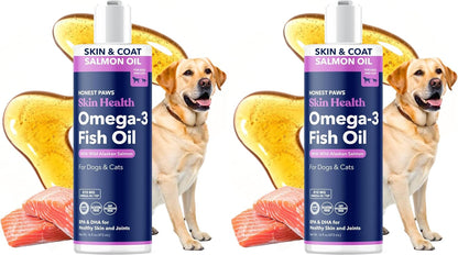 Salmon Oil for Dogs & Cats – Omega-3 Fish Oil Supplement for Skin, Coat, Joint & Heart Health – Natural, Sustainably Sourced Wild Alaskan Salmon, 473 ml