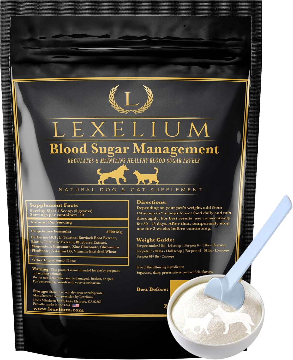 Blood Sugar Support for Diabetic Dogs and Cats - Vet-Formulated Powder - 200g - görsel 1