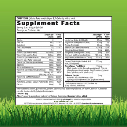Irwin Naturals Only One Liquid-Gel Multi with Iron – 60 Liquid Softgels (2-Pack)