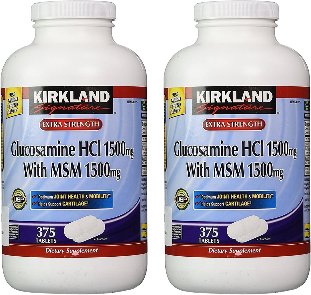Kirkland Signature Glucosamine with MSM, 375 Tablets (2 Pack) - görsel 1