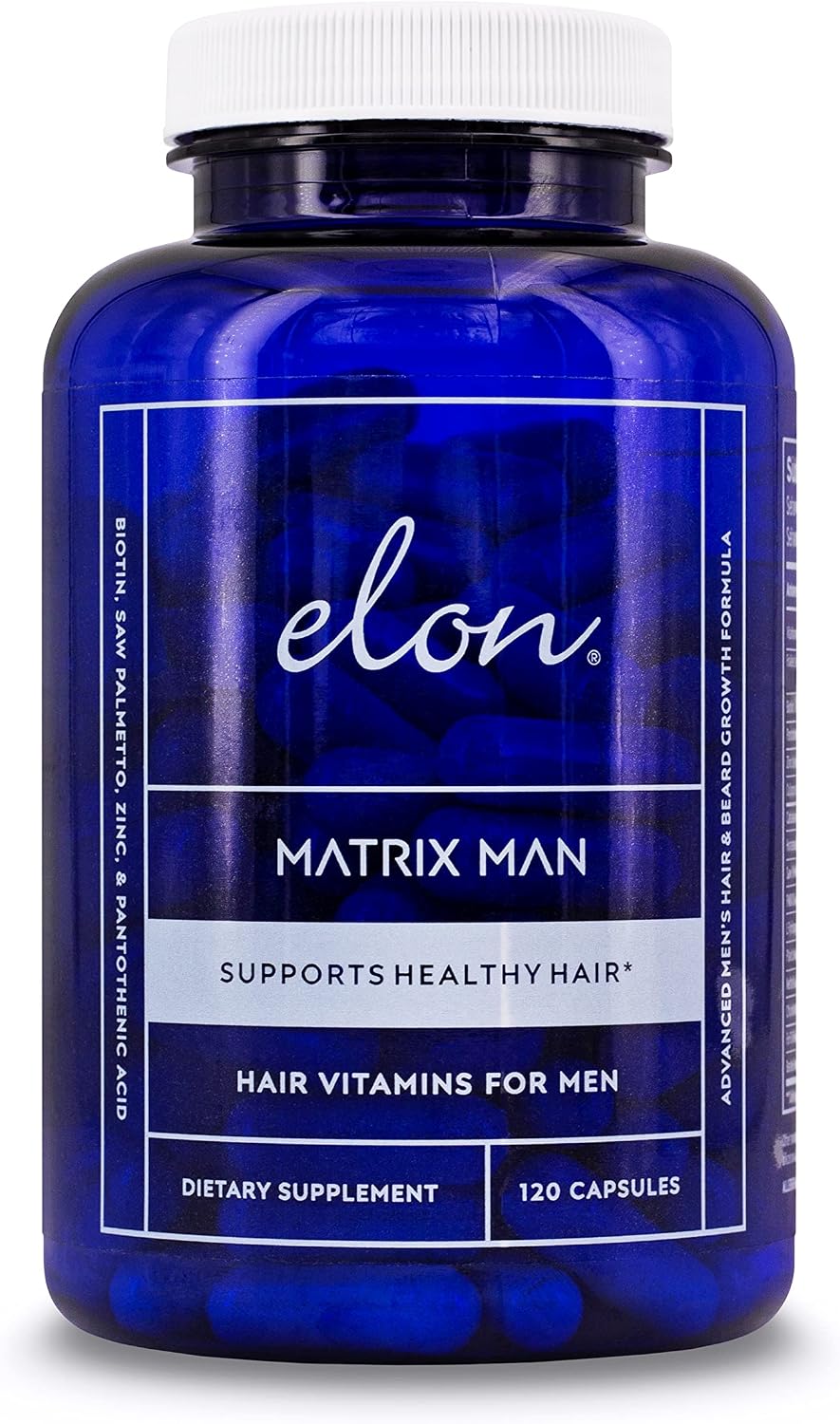 Elon Matrix Man - 60 Day Supply - Hair Growth Vitamins for Men – Saw Palmetto & Biotin – Advanced Formula – Supports Normal Hair Maintenance – (120 Capsules) - görsel 1
