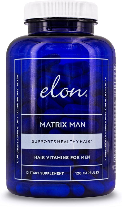 Elon Matrix Man - 60 Day Supply - Hair Growth Vitamins for Men – Saw Palmetto & Biotin – Advanced Formula – Supports Normal Hair Maintenance – (120 Capsules)