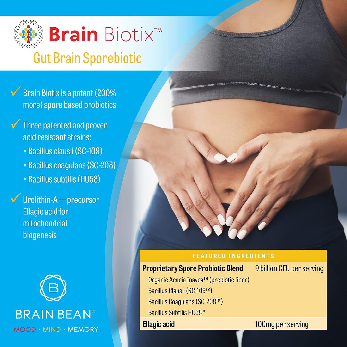 Brain Bean Brain Biotix - Spore-Based Probiotic and Prebiotic, 30 Servings - görsel 3
