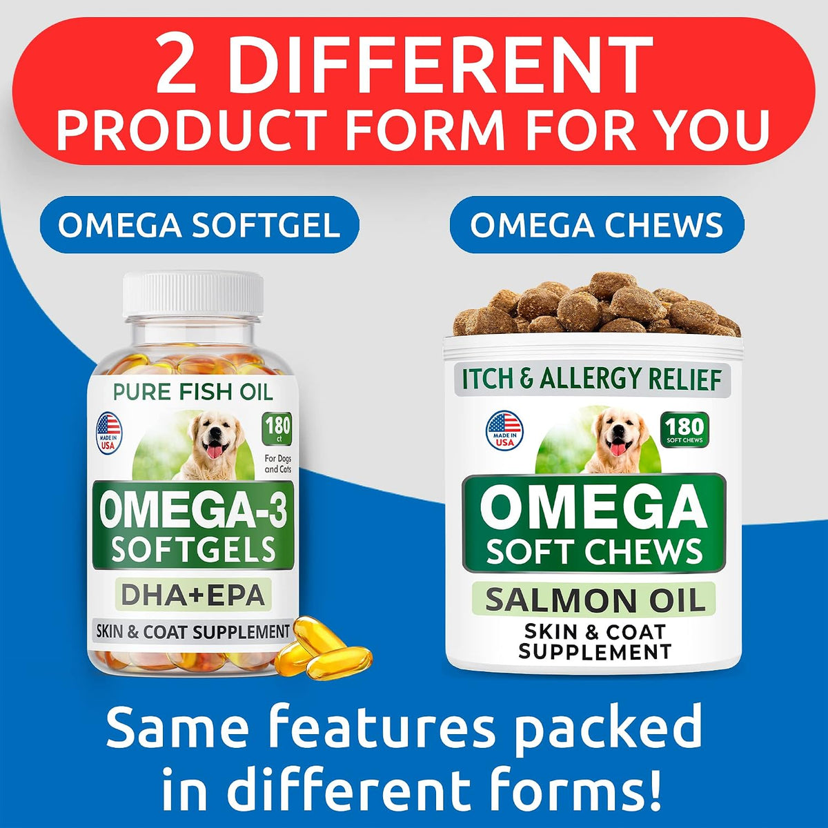 Omega-3 Fish Oil for Dogs – EPA & DHA Fatty Acids – 180ct - görsel 7