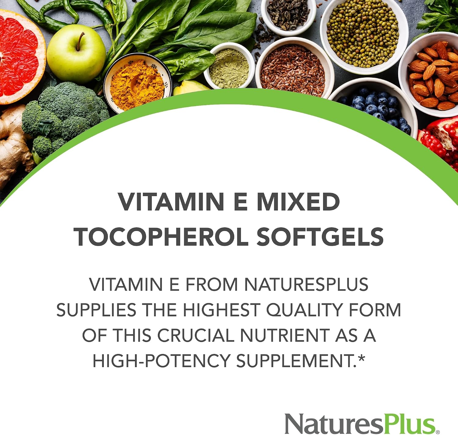 NaturesPlus Vitamin E 400 IU Mixed Tocopherol Softgels, 60 Softgels - görsel 3