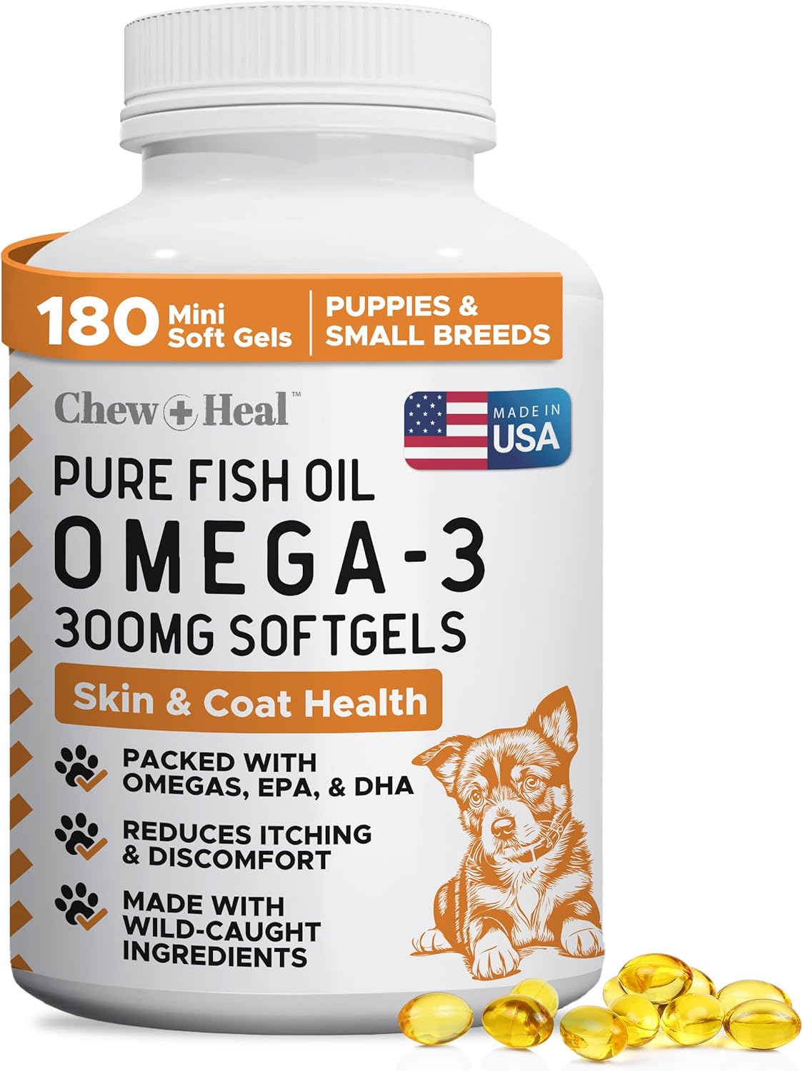 Chew + Heal Labs Wild Caught Omega-3 Fish Oil for Dogs – 300mg Mini Soft gel capsules, 360 Count - görsel 9