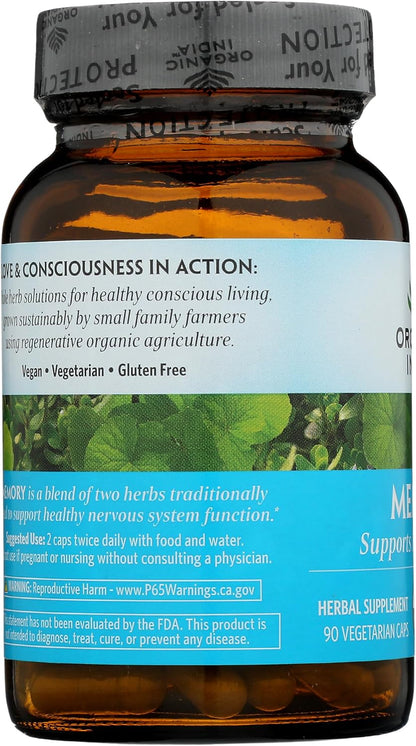 Organic India Organic Memory Capsules - Mental Clarity Support - 90 Vegetarian Capsules