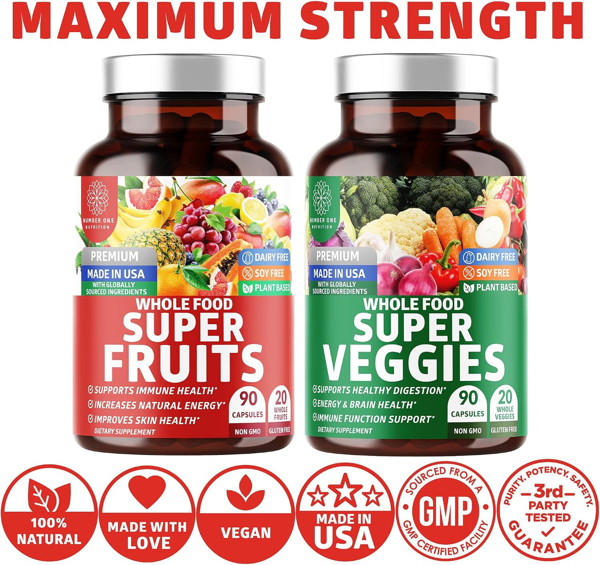 N1N Premium Super Fruits & Veggies Supplement, 180 Capsules – Whole Food Superfood for Women, Men and Kids with Aloe Vera and Bioperine - görsel 4