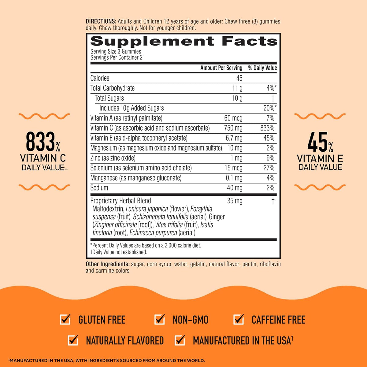 Airborne 750 mg Vitamin C Gummies for Adults – Immune Support with Antioxidants A, C & E, Assorted Fruit Flavour (126 Gummies) - görsel 4
